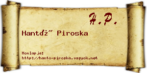 Hantó Piroska névjegykártya